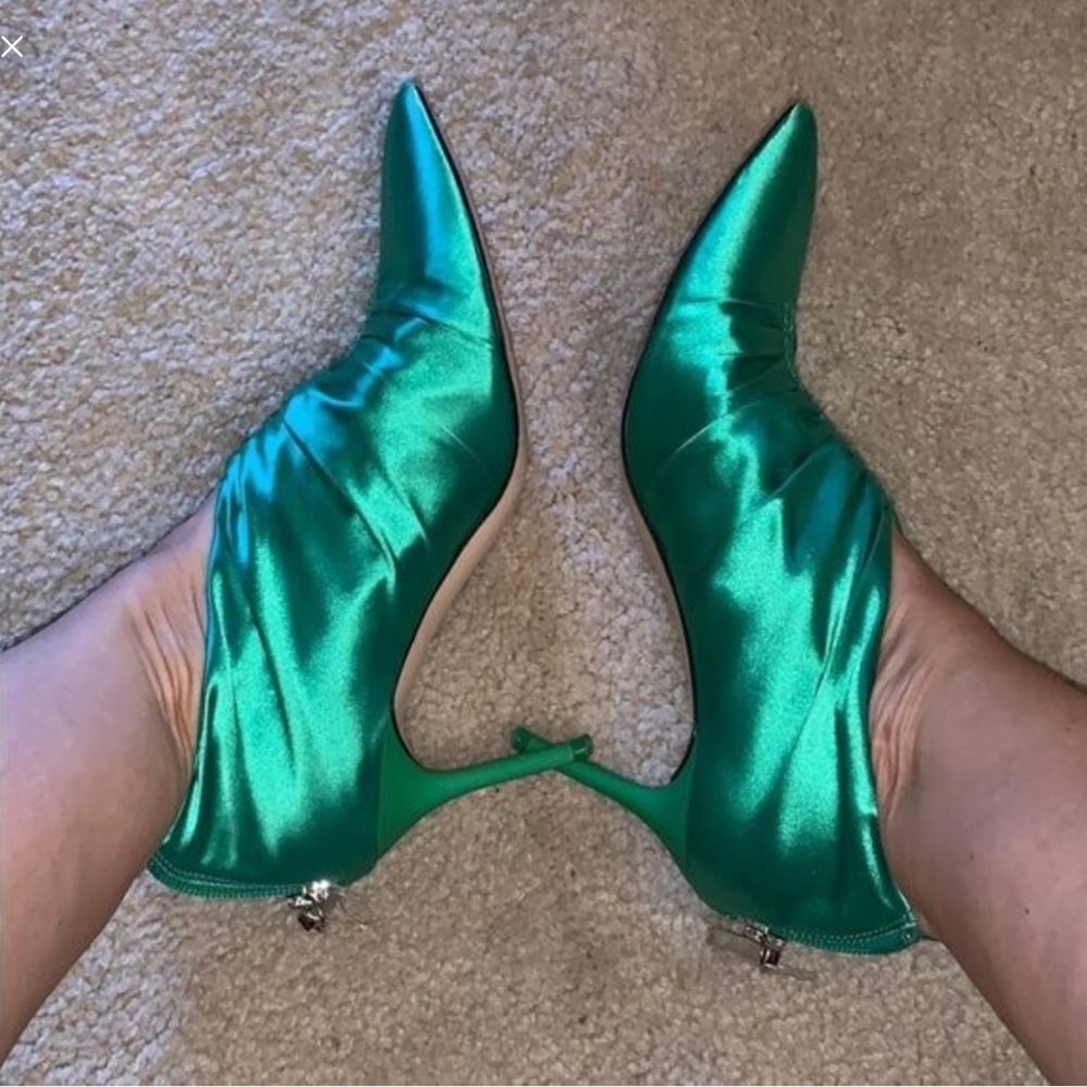 Zara Woman green satin heels - Picture 3 of 3